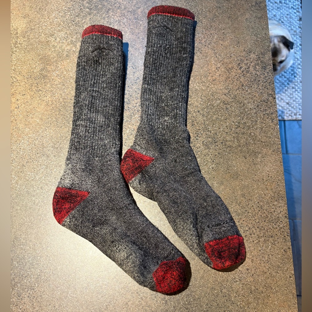 Gray and Red Men's Socks wool, size- medium